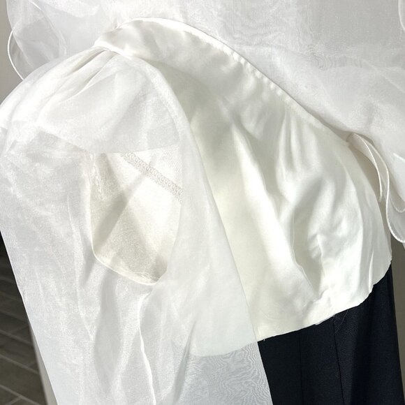 Vtg Michael Marcella 1980's Cocktail Party Ruffle Dress Black White Size 10/12 - Picture 5 of 9